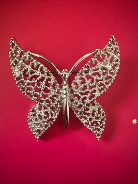 Silver Butterfly Rhinestone Brooch - Women's Jewelry